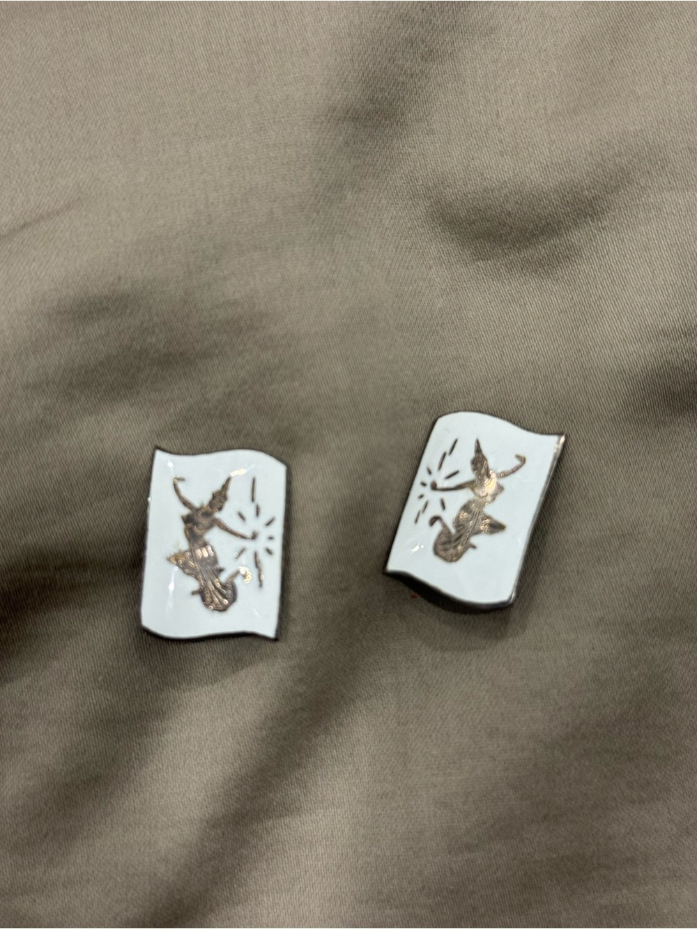 vintage Siamese (Thai) dancer Sterling silver earrings